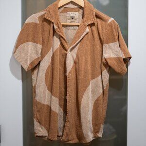 OAS Brown and Cream Terri Short-Sleeve Button Down Shirt